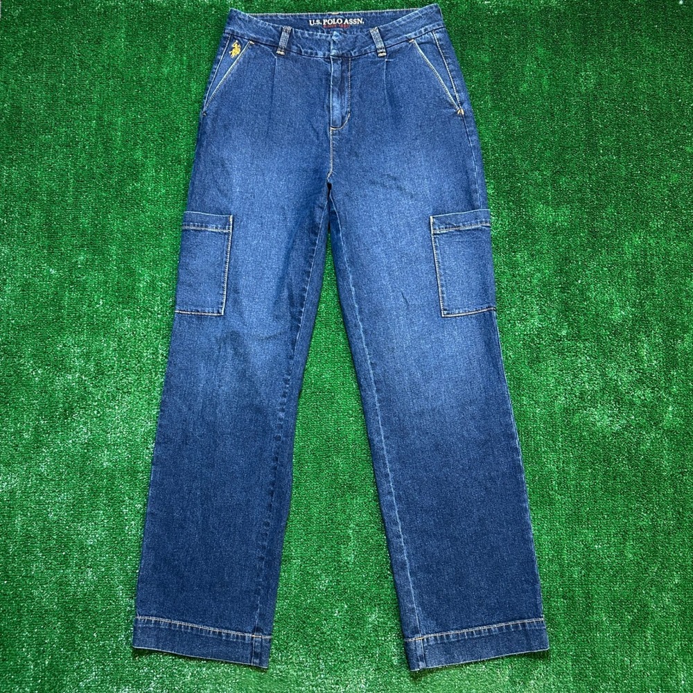 U.S. Polo Assn. Women Baggy Utility Cargo Jeans 4 Regular Blue Denim